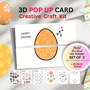 Kit de tarjetas creativas de Pascua Descarga digital para una artesanía creativa con un huevo de Pascua emergente que personaliza mensajes o declara que Jesús está vivo