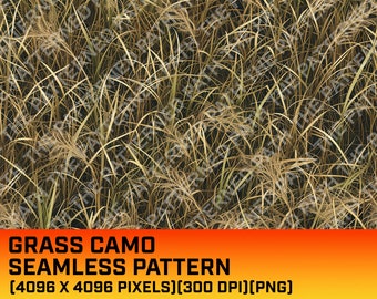 Padrão digital de camuflagem de grama alta, padrão sem costura para caça, fundo de grama, vida de caçador, uso comercial, download instantâneo, 300 DPI