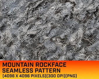山の岩壁の風景をシームレスに表現したデジタルパターン、岩だらけの地形を背景にした狩猟用迷彩、迷彩柄、商用利用可、即時ダウンロード、PNG