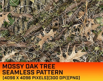 苔むしたオークの木の迷彩デジタルパターン、シームレスパターン、狩猟パターン、狩猟生活、商用利用、即時ダウンロード、オークのテクスチャ