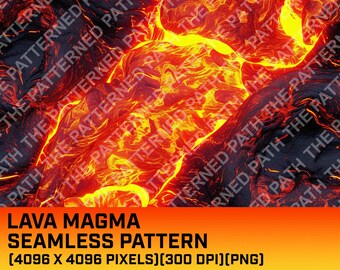 火山溶岩マグマのシームレスパターン、溶岩デジタルペーパー、溶岩印刷用紙、溶岩クリップアート、商用利用可、即時ダウンロード