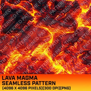 Vulkanisch lavamagma naadloos patroon, realistische lavatextuur, lava afdrukbaar papier, lava clipart, commercieel gebruik, Instant Download