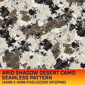 Arid Shadow Desert Camouflage Digital Seamless Pattern, Tactical Army Military Camo, Hunting Pattern, Commercial Use, Instant Download, PNG