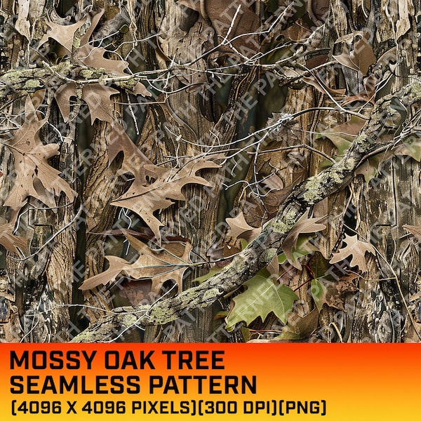 Mossy Oak Tree Camouflage Digital Pattern, Seamless Pattern, Hunting Pattern, Hunting Life, Commercial Use, Instant Download, Oak Texture