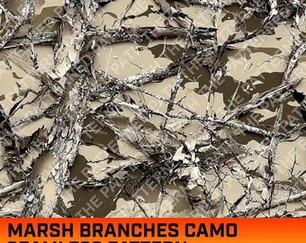 沼地の枝と葉のデジタルシームレスパターン、沼地迷彩、狩猟用迷彩、狩猟パターン、商用利用、即時ダウンロード
