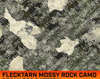 Flecktarn Mossy Rock Camouflage デジタルシームレスパターン、ハンティングタクティカルカモフラージュ、ハンターパターン、商用利用可、即時ダウンロード、PNG