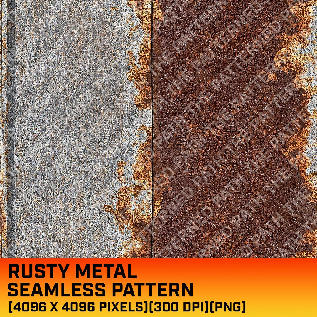 Rusty Steel Metal Digital Seamless Pattern, Rusted Metal Texture ...