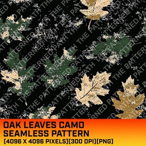 Oak Leaves Digital Seamless Pattern, Oak Leaf Camo, Hunting Pattern, Hunting Life, Leaves Camouflage, Commercial Use, Instant Download, PNG