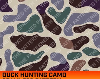 ダックハンティングのデジタル迷彩柄、シームレスファイル、ヴィンテージオールドスクールレトロ迷彩、狩猟生活、商用利用可、PNG、即時ダウンロード