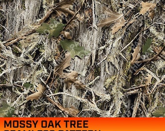 苔むしたオークの木の迷彩デジタルパターン、シームレスパターン、狩猟パターン、狩猟生活、商用利用、即時ダウンロード、オークのテクスチャ