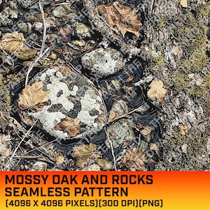 Moosige Eiche Zweige Felsen Camouflage Digitales Muster, nahtloses Muster, Jagdmuster, Jagdleben, kommerzielle Nutzung, sofortiger Download