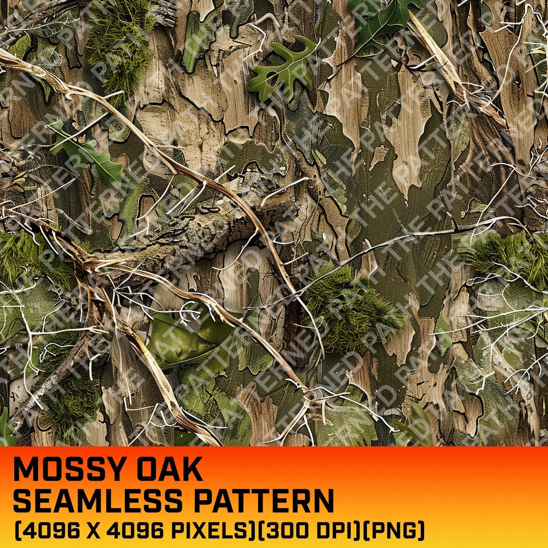 Mossy Oak Tree Camouflage Digital Pattern, Seamless Pattern