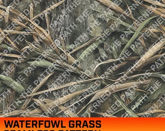 Shadow Waterfowl Grass Camouflage Digital Seamless Pattern, Hunting, Hunting Life, Commercial Use, Grass Texture, Branches, Duck Hunt