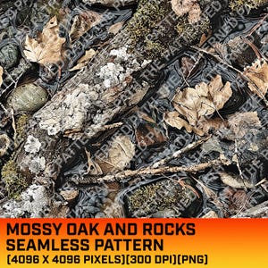 Moosige Eiche Zweige Felsen Camouflage Digitales Muster, nahtloses Muster, Jagdmuster, Jagdleben, kommerzielle Nutzung, sofortiger Download