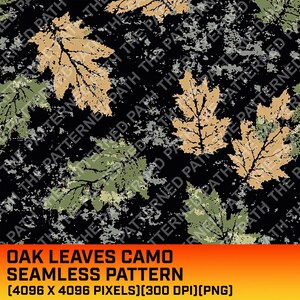 Oak Leaves Digital Seamless Pattern, Oak Leaf Camo, Hunting Pattern, Hunting Life, Leaves Camouflage, Commercial Use, Instant Download, PNG