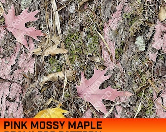 Padrão digital de camuflagem de bordo rosa coberto de musgo, padrão sem costura, padrão de caça, vida de caçador, uso comercial, download instantâneo, PNG