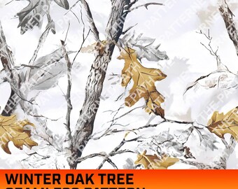 Snow Winter Mossy Oak Tree Camouflage Digital Seamless Pattern, Hunting, Hunting Life, Commercial Use, Instant Download, Texture