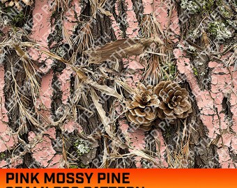 Pink Mossy Pine Tree Camouflage Digital Pattern, Seamless Pattern, Hunting Pattern, Hunting Life, Commercial Use, Instant Download, PNG