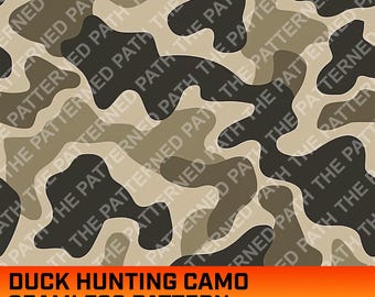 Padrão de camuflagem digital para caça de patos, arquivo sem costura, camuflagem retrô vintage, estilo clássico, vida de caçador, uso comercial, PNG, download instantâneo