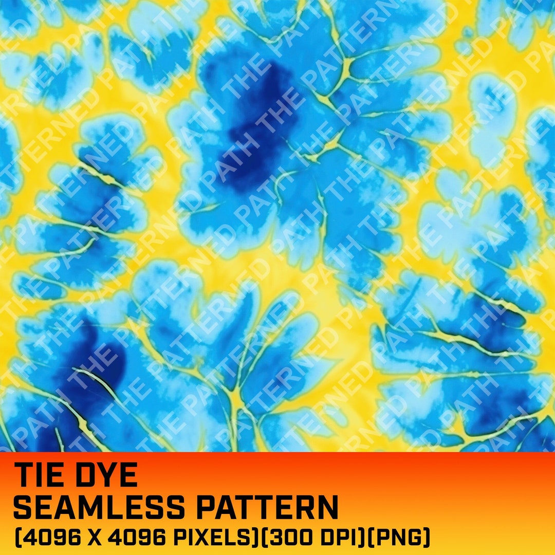 Blue Yellow Tie Dye Seamless Digital Pattern, Tie Dye Digital Paper