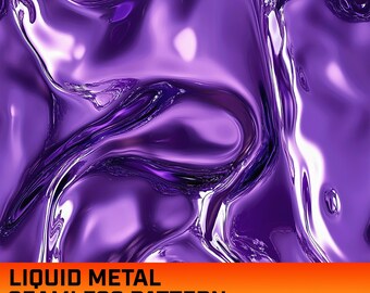 Padrão digital sem costura de metal líquido roxo, textura metálica, aço, alumínio, cromo, uso comercial, download instantâneo, PNG, 300 DPI