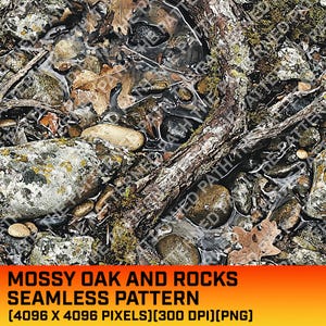 Moosige Eiche Zweige Felsen Camouflage Digitales Muster, nahtloses Muster, Jagdmuster, Jagdleben, kommerzielle Nutzung, sofortiger Download