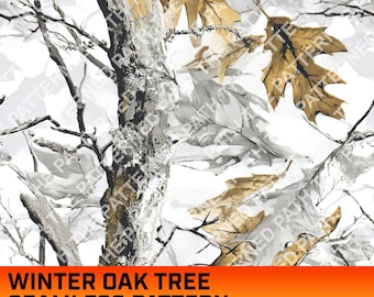 Snow Winter Mossy Oak Tree Camouflage Digital Seamless Pattern, Hunting, Hunting Life, Commercial Use, Instant Download, Texture