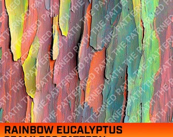 Padrão digital sem emendas de casca de árvore arco-íris de eucalipto Deglupta, textura de árvore de eucalipto, caça, camuflagem, camuflagem, uso comercial, PNG