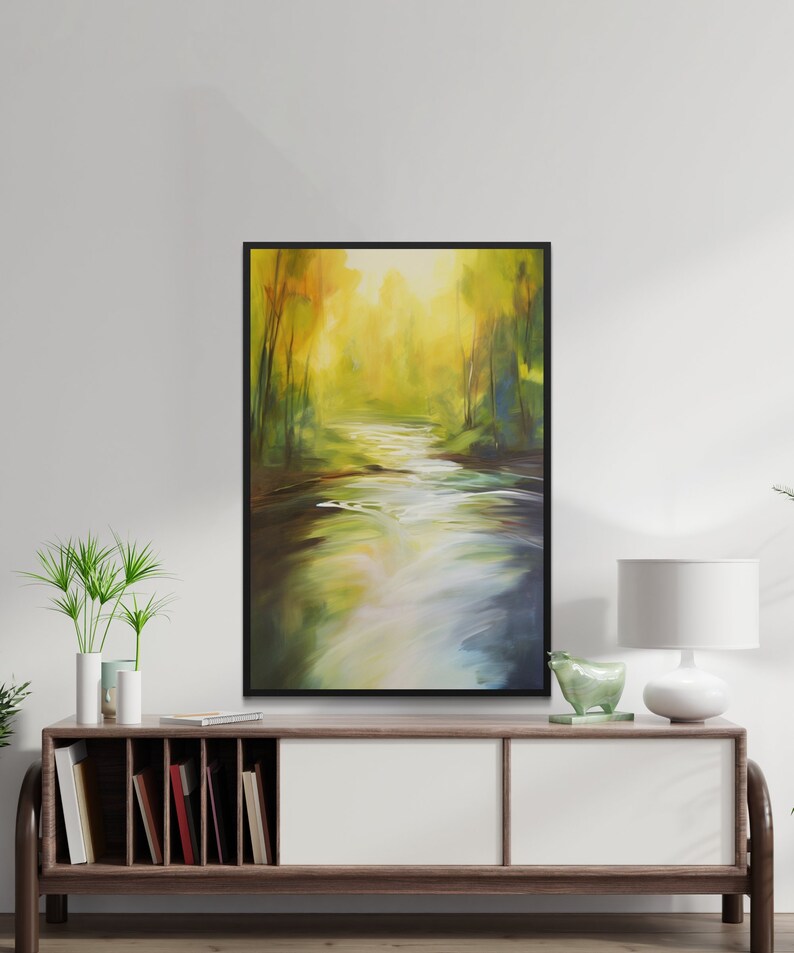 Abstract Forest Digital Painting Download, Vibrant Natureinspired Wall