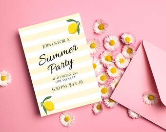 Carte imprimable Summer Party | Carte imprimable | Carte de téléchargement numérique | Carte de fête | Téléchargement numérique | Fête d'été | Carte d'invitation