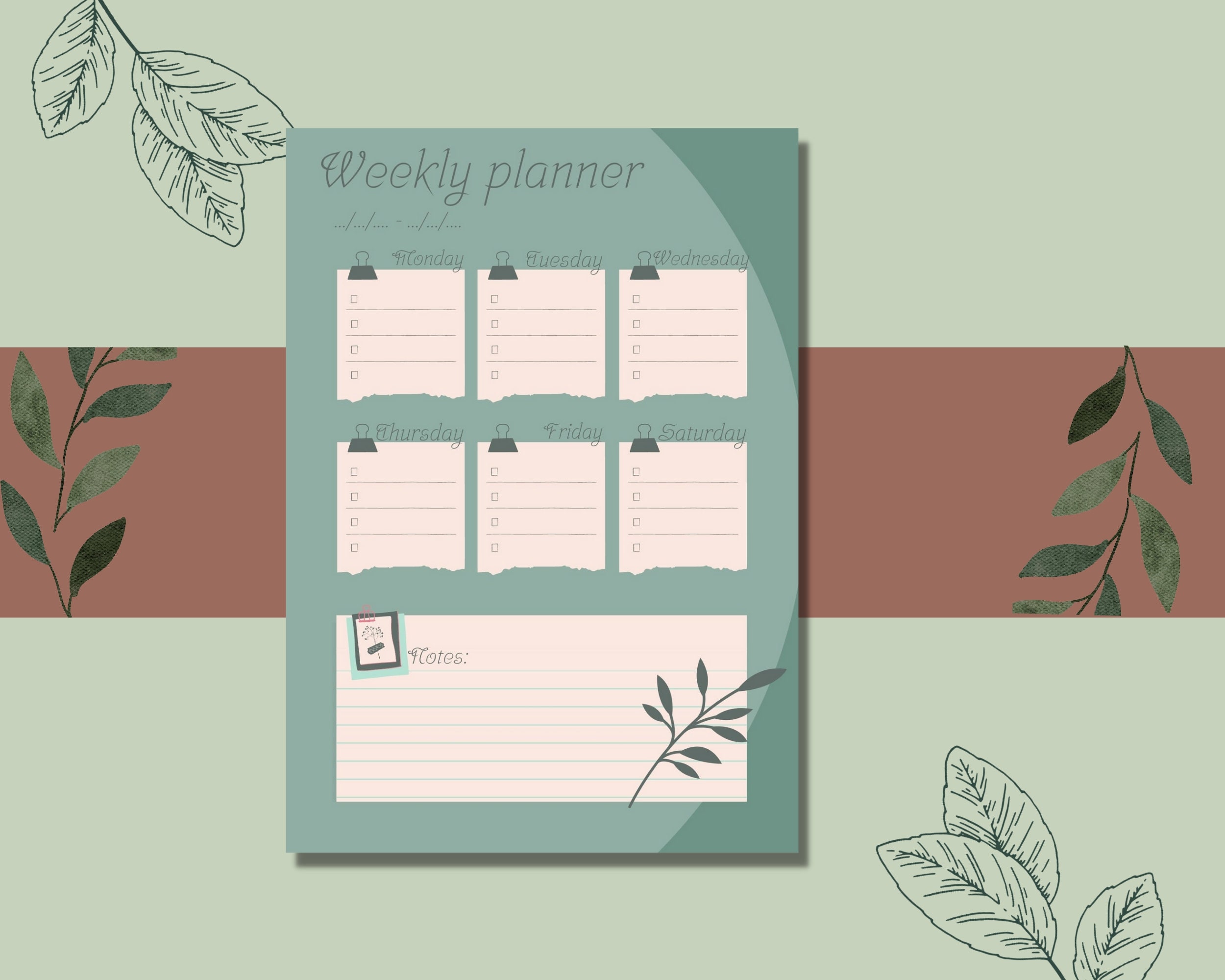 Weekly Planner, Digital Download, Printable, Undated, A4 Size ...