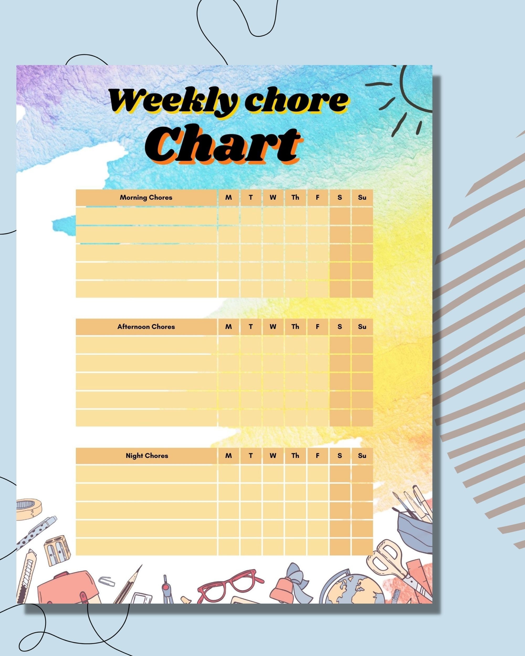 Weekly Chore Chart For 9 Year Old