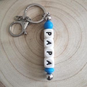 Porte clé personnalisé papa,porte clé perle silicone,cadeau personnalisé papa