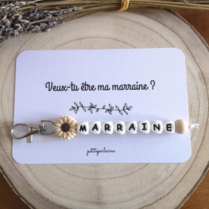 Porte clé marraine + carte, demande marraine, Veux tu être ma marraine,cadeau personnalisé future marraine