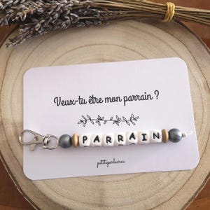 Carte + porte clé parrain,veux tu être mon parrain,cadeau personnalisé parrain