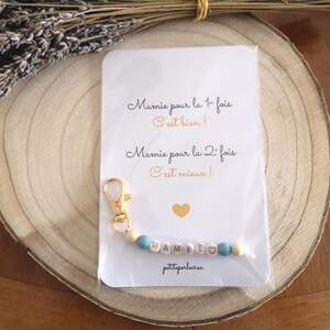 Carte+ porte clé annonce future mamie , mamie pour la 2ème fois,cadeau personnalisé mamie de 2