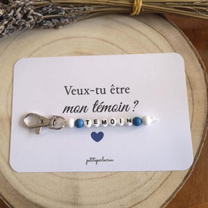 Porte clé demande témoin homme + carte , Veux tu être mon témoin,cadeau personnalisé témoin