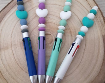 Stylos 4 couleurs à perles personnalisable, excellente idée de cadeau pour anniversaire