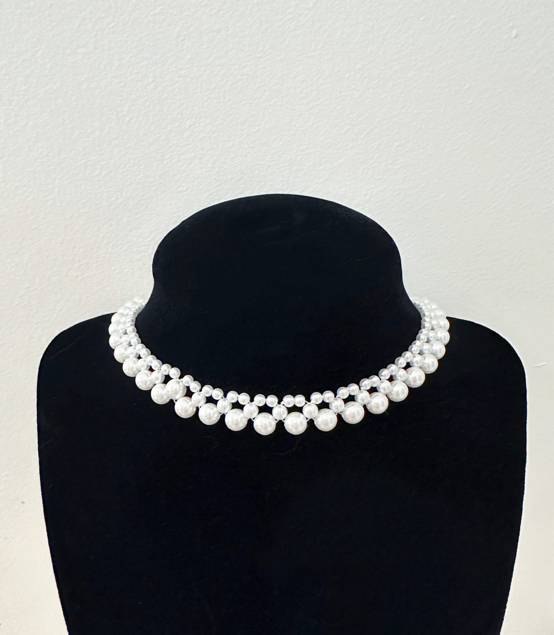 Elegant Handmade Layered/ Threerow Pearl Choker Necklace Stunning — free download