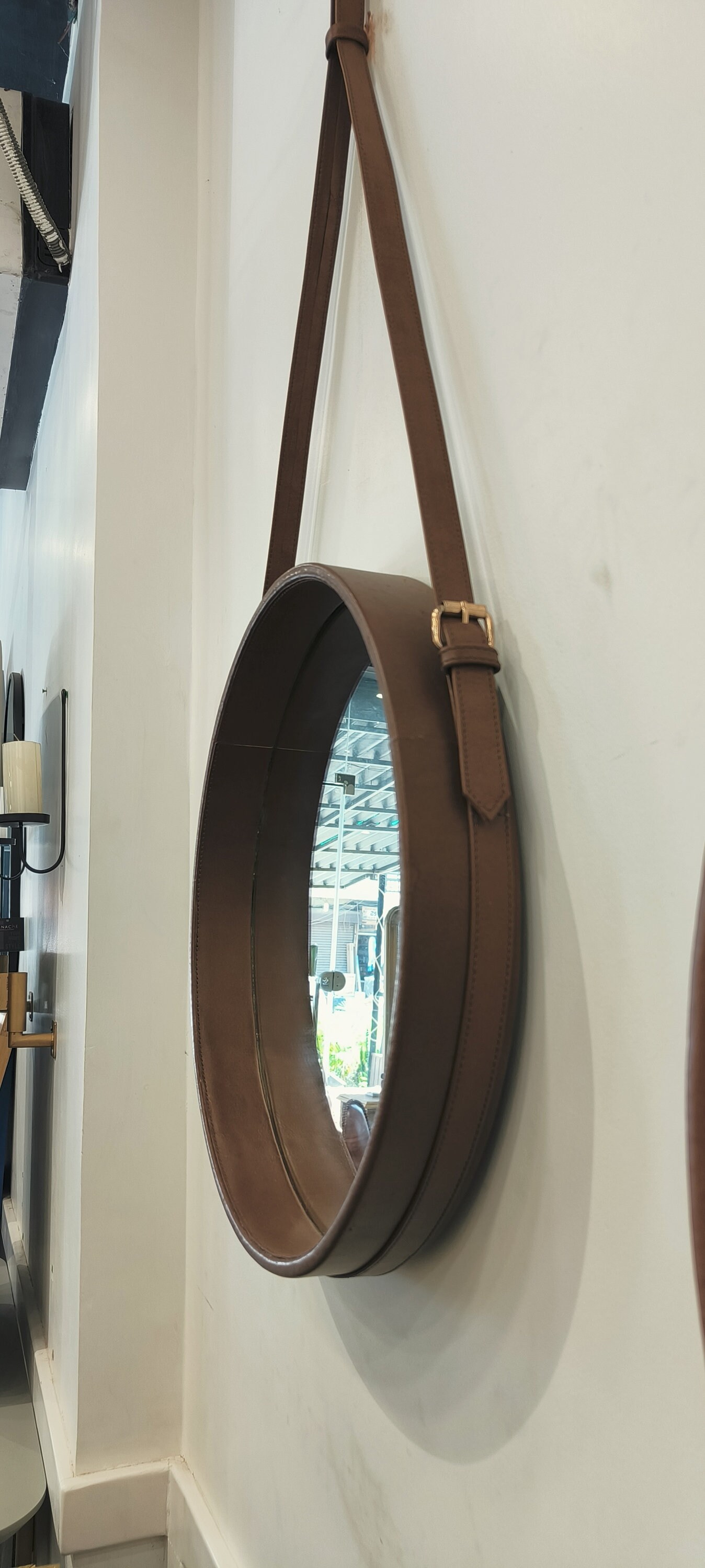 LEATHER HANGING MIRROR Etsy
