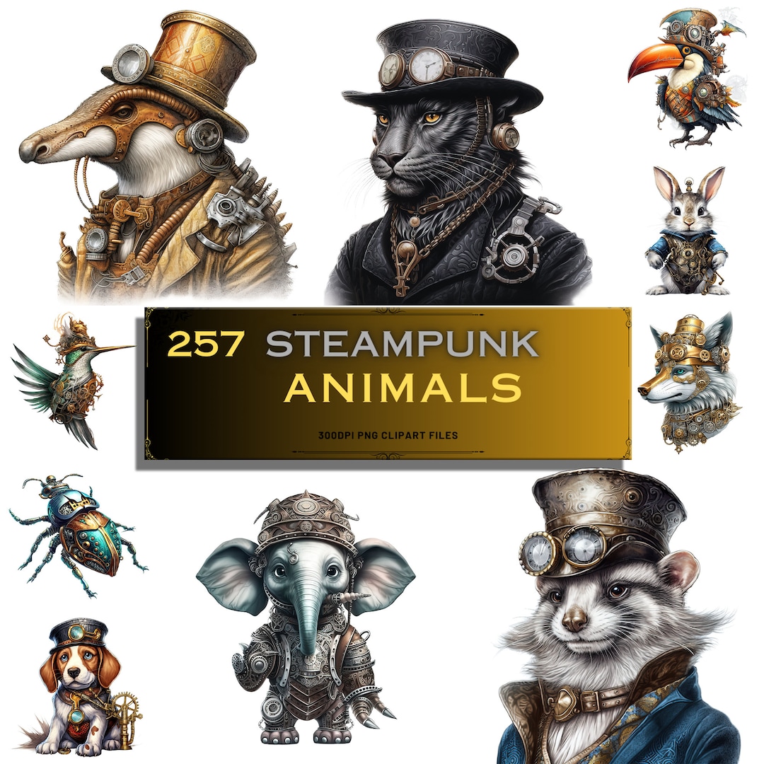 Steampunk Animals Clipart Mega Bundle | Transparent Background ...
