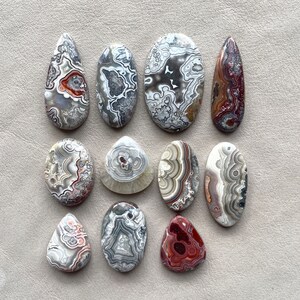 1pc Crazy Lace Agate cabochon - Flatback oval teardrop Mexican Agate - Quartz Natural Gemstones Macrame Wire Wrapping Jewelry (E4)