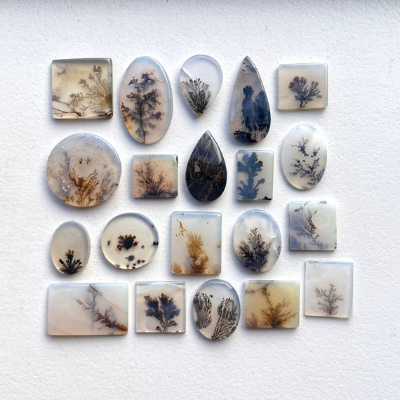 1pc 12-20mm Scenic Agate Cabochon - Free Form Dendritic Landscape Cabochon - Ring size Gemstones for Jewelry Making Supplies (O)