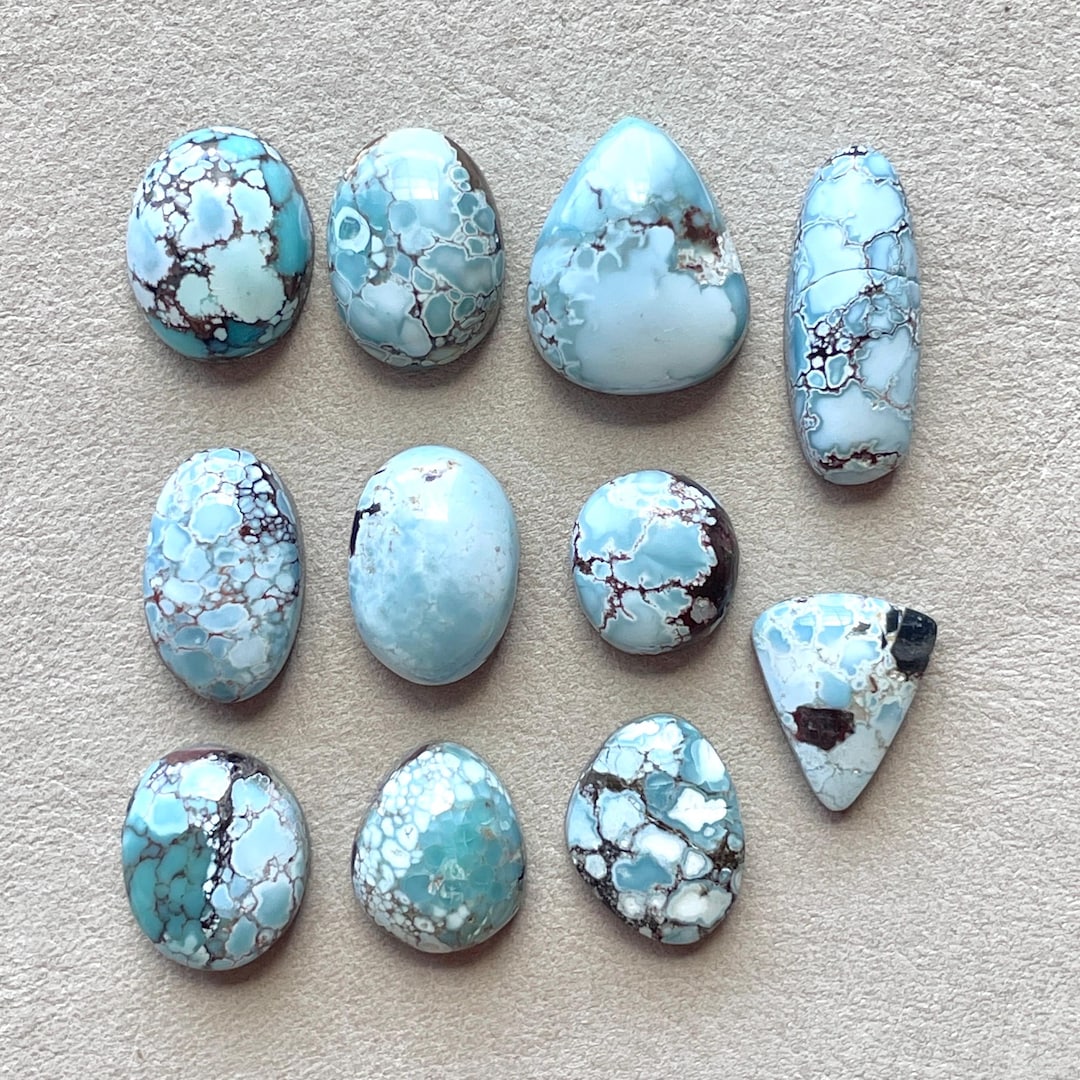 1pc 10-16mm Gobi Desert Hubei Turquoise Cabochon BACKED - Stabilised ...