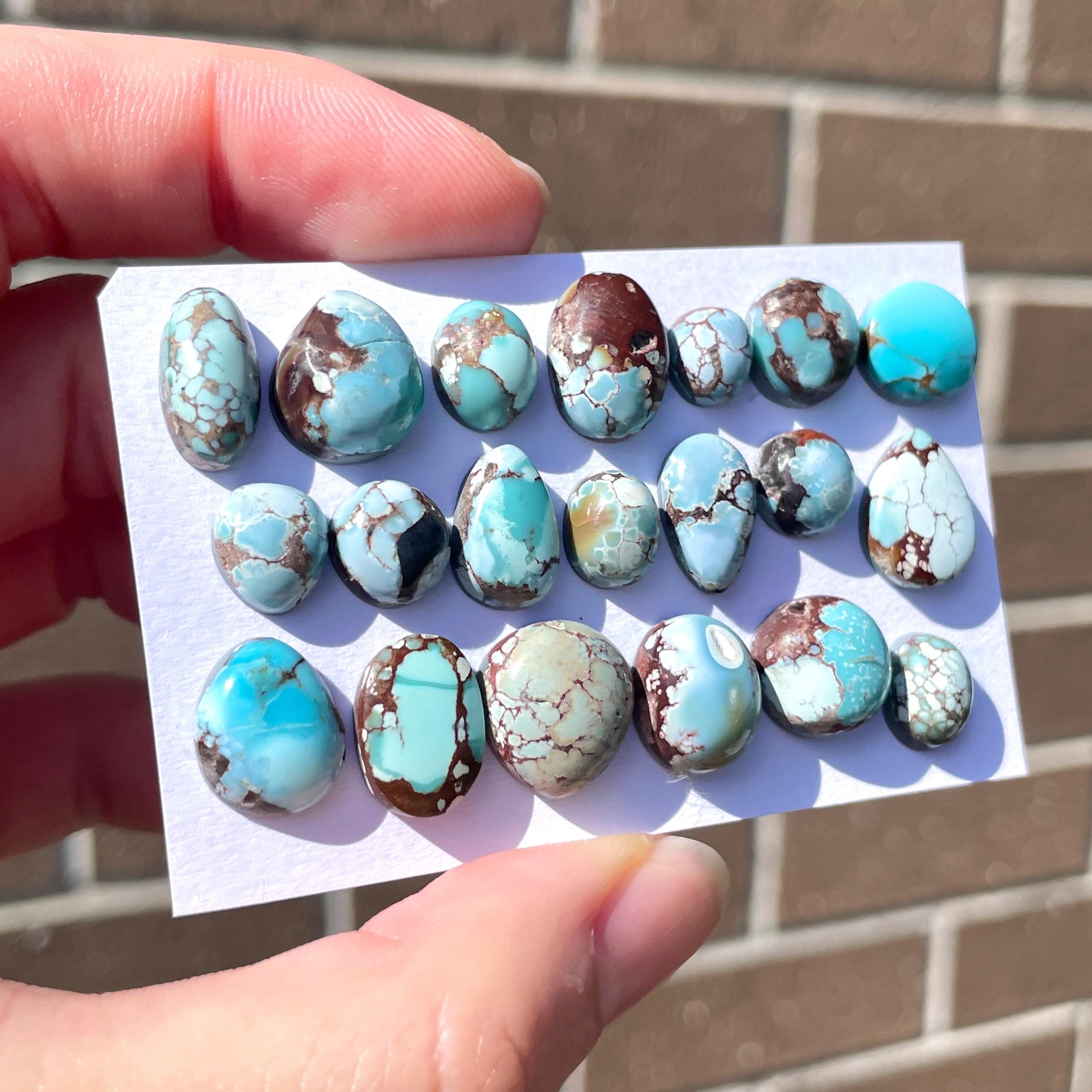 1x Gobi Desert Turquoise Cabochon - Mini Size Blue Oval Round Natural ...