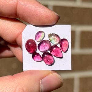 1pc Rubellite Pink Tourmaline Cabochon - watermelon tourmaline flatback gemstones - ring bezel setting silver supplies october birthstone E5