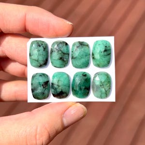 1pc Emerald rectangle rosecut Cabochon - flatback zambian natural Gemstones Australia - ring bezel setting supplies E5