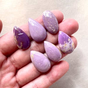 1pc 22-24mm Phosphosiderite Cabochon - Flatback Oval Teardrop Natural crystals Purple Gemstones pendant ring setting pink boho jewelry E15