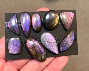1pc 16-27mm Purple Pink Labradorite Cabochons - Flatback Oval Freeform gemstone rainbow flash - Ring pendant jewelry supplies macrame E18