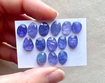 1pc 8.5-10mm Tanzanite Rosecut Cabochon - Flatback Freeform Teardrop deep purple blue - December birthstone Gemstone Ring Setting Bezel (E8)